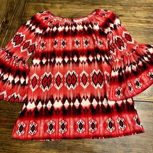 Emma Rose Women’s Red Aztec Print Top (S)